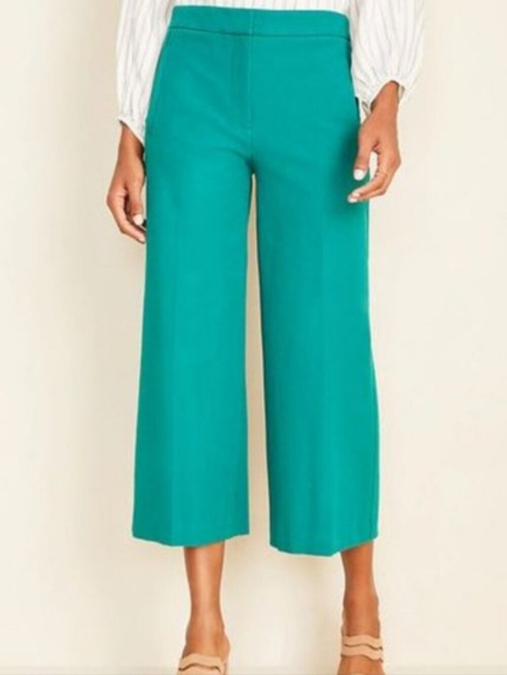 NWT Ann Taylor Petite Marina High-Waisted Wide-Leg Ankle Pants, sz 0 Petite